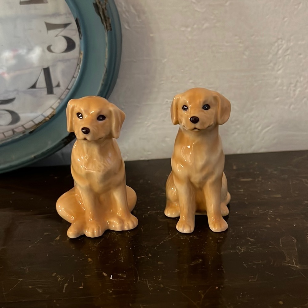 Fine Ceramic Labrador Retriever Dogs Salt and Pepper Shakers Set, 3-5/8" H